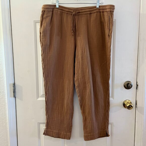 J.Jill Brown Plus-Size Gauze Cotton Summer Casual Pull-On Pants Sz 2x - Picture 1 of 7